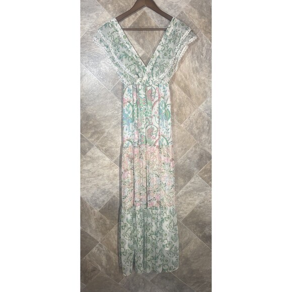 NEW House of Harlow 1960 Women’s XS White Floral Tiered Maxi Dress Sleeveless - Picture 5 of 14